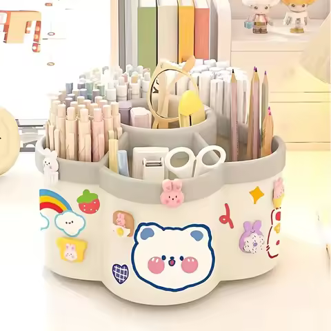 Pot à crayon rotatif 360° — organiseur bureau multifonction